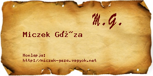Miczek Géza névjegykártya